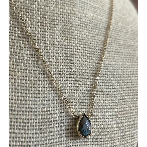 Beautiful Luna Norte Gold Tone Labradorite Charm Gemstone Necklace Blue Flash - Picture 1 of 4